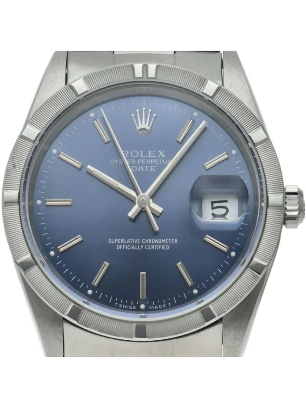 Rolex Oyster Perpetual Date Card SS Watch Blue